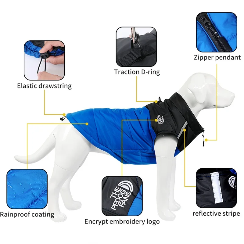 Chaqueta impermeable para perros, abrigo, ropa cálida y suave para perros, chaqueta acolchada de invierno para cachorros, chaleco para gatos a la moda, abrigo, trajes para mascotas Chihuahua - imagen 3