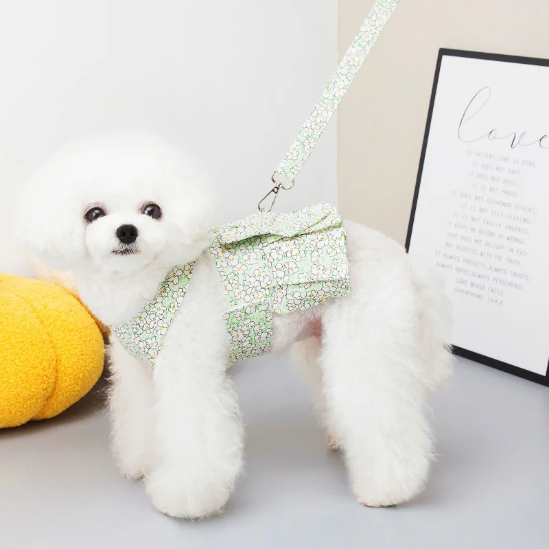 Correa transpirable para perro, conjunto de arnés estéreo con flores, chaleco para cachorro, Chihuahua, Yorkshire y Bulldog - imagen 3