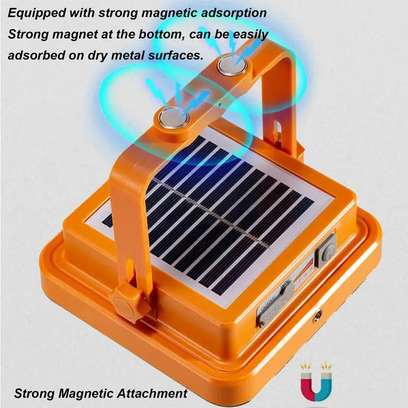 Luces solares LED para tienda de campaña, linterna magnética para acampar, lámpara recargable por USB, 4 modos de luz - imagen 4
