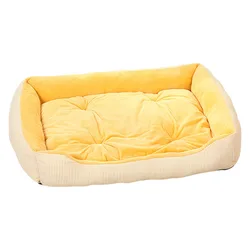 Cama para perros y gatos con rayas de felpa suave y confort duradero