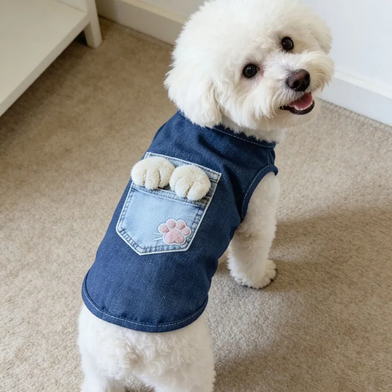 Chaqueta vaquera sin mangas para perros Chihuahua mini y medianos - imagen 3