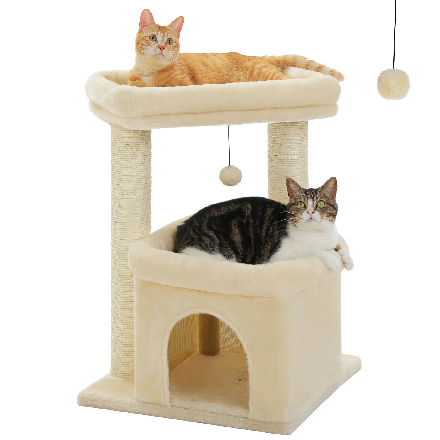 Torre de árbol para gatos de interior con posavasos privado, percha grande doble con postes rascadores para gatitos - imagen 5