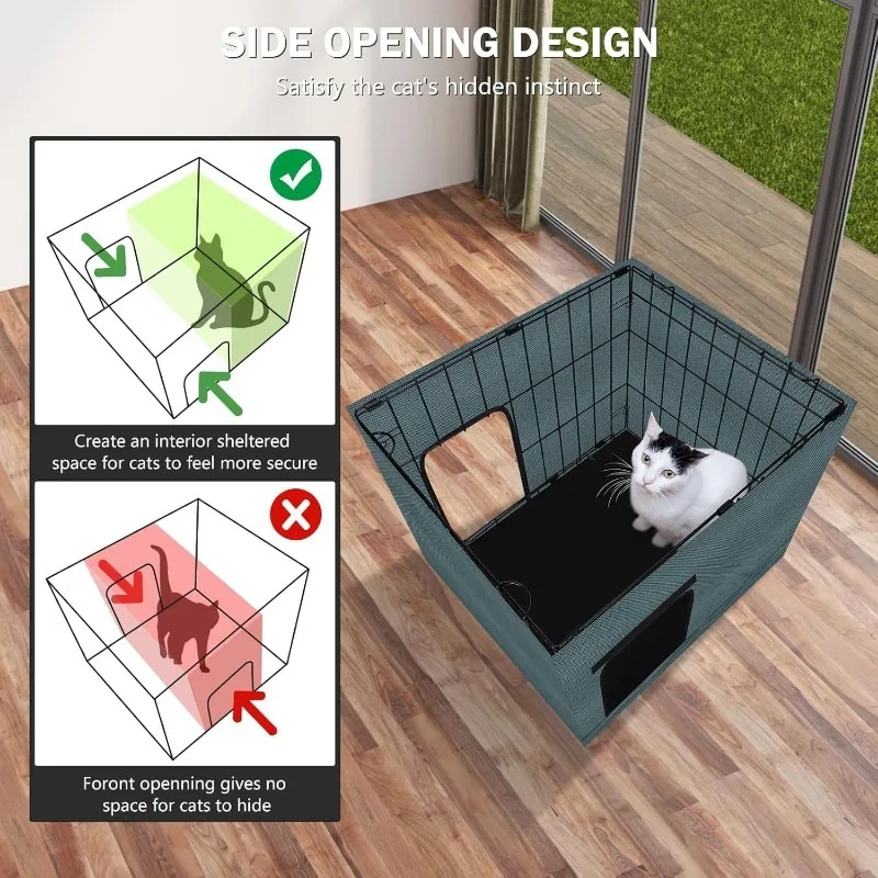 Casa impermeable para gatos, casas para gatos con aislamiento al aire libre, cama calefactora cálida para gatos, casas para gatos de seguridad impermeables portátiles plegables - imagen 3