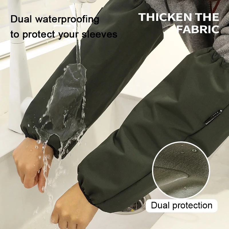 Mangas de brazo antisuciedad para adultos, Protector impermeable a prueba de aceite para oficina, tareas domésticas, accesorios de limpieza de cocina, invierno, 1 par - imagen 2