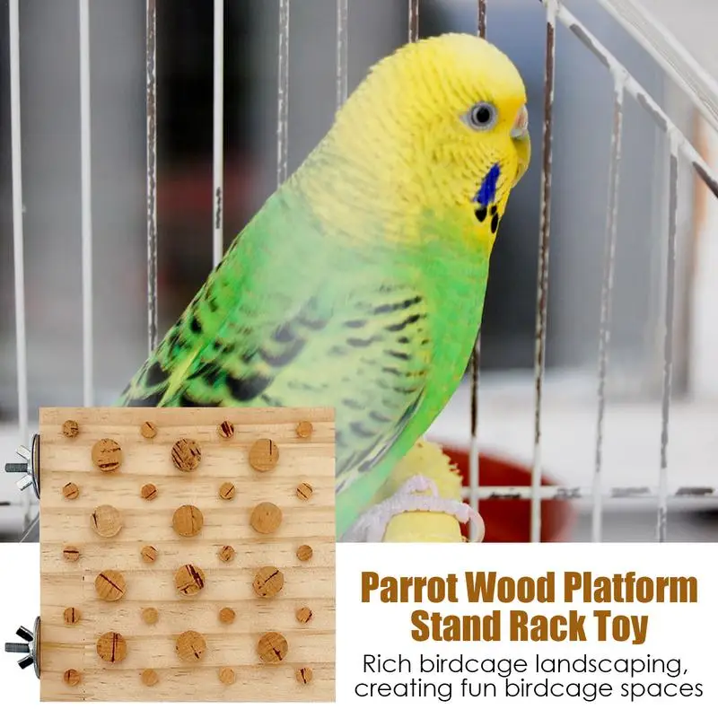Estante de madera para juguetes de cacatúa, soporte de madera para pájaros, loros, hámster, accesorios, gerbos, ratones, tabla de salto, perchas de ramas para mascotas - imagen 4