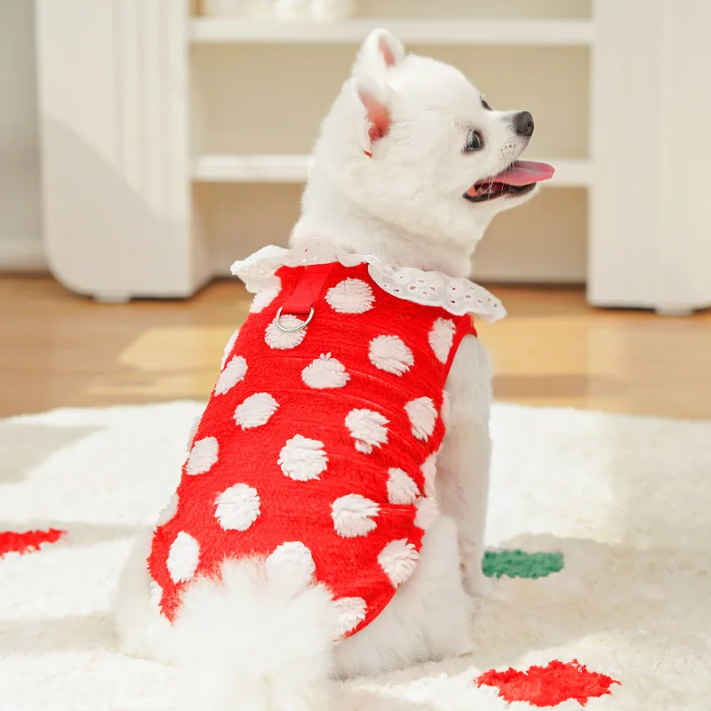 Sudaderas con capucha de lana, jerseys con cuello de encaje para invierno, ropa para perros pequeños, sudadera para cachorros Yorkie Chihuahua, suéter XXL - imagen 5