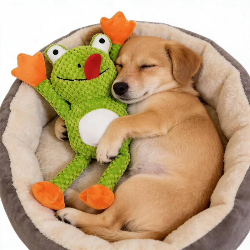 Juguete de peluche rana con nudo y chirriador para perro pequeño - imagen 4