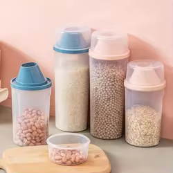 Cubo hermético almacenamiento comida perros y gatos con taza medidora