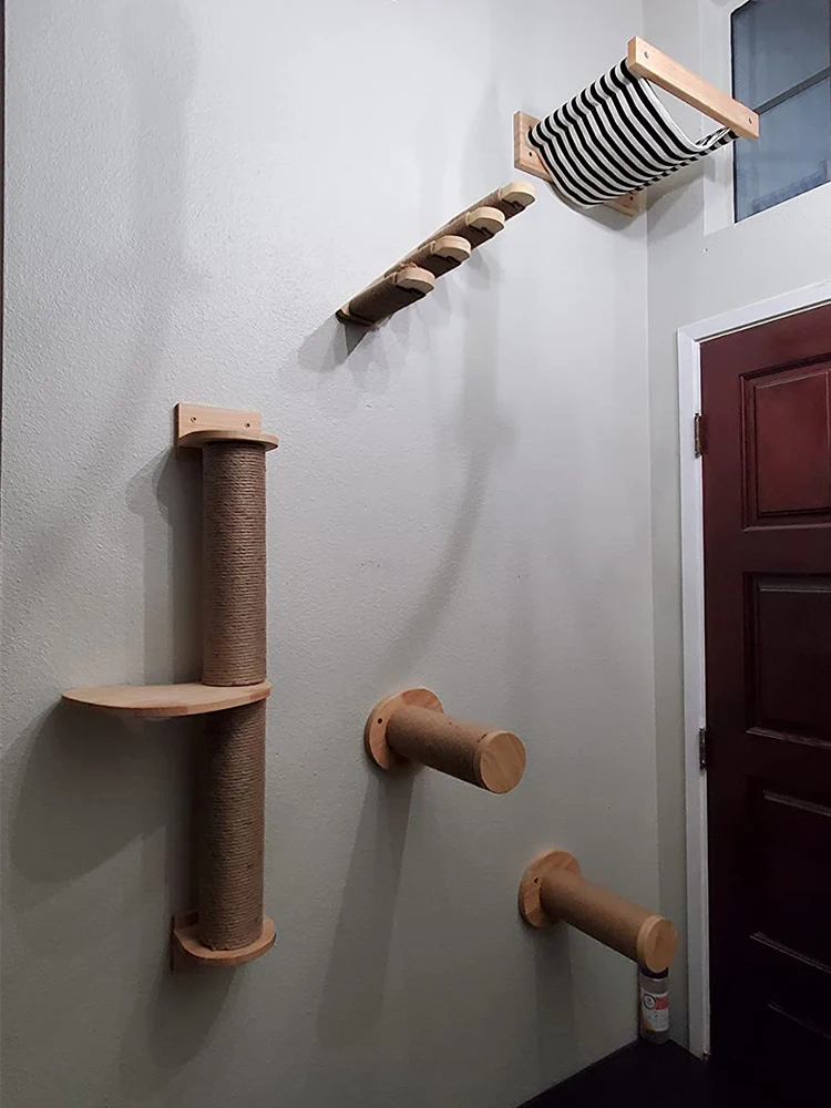 Hamaca montada en la pared para gatos, cama plegable y estable, transpirable, para dormir, jugar, escalar y descansar - imagen 4