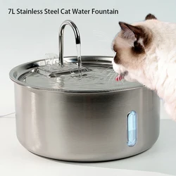 Fuente de agua automática 7L acero inoxidable para gatos y perros