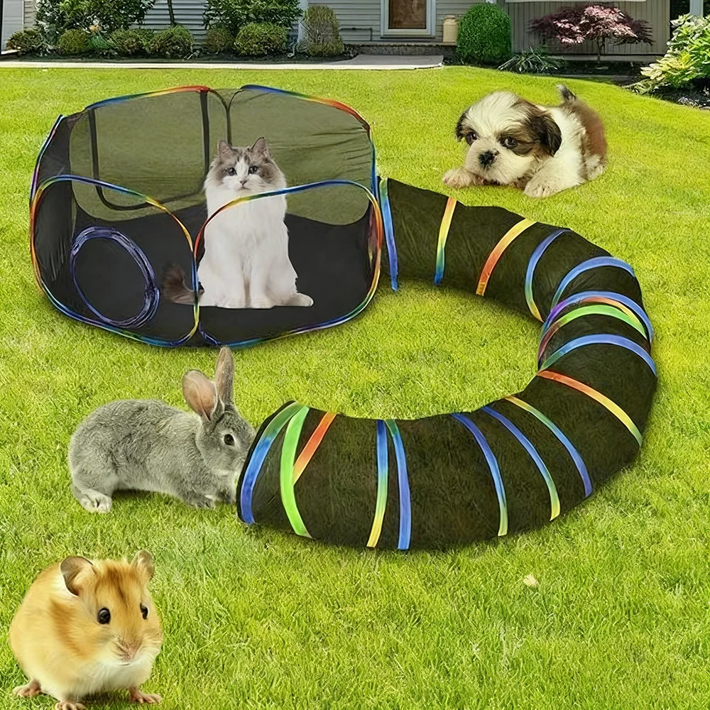 Casa exterior para gatos de interior, parque infantil, tienda plegable portátil, túnel, diseño amigable con animales pequeños para jugar gatos - imagen 4