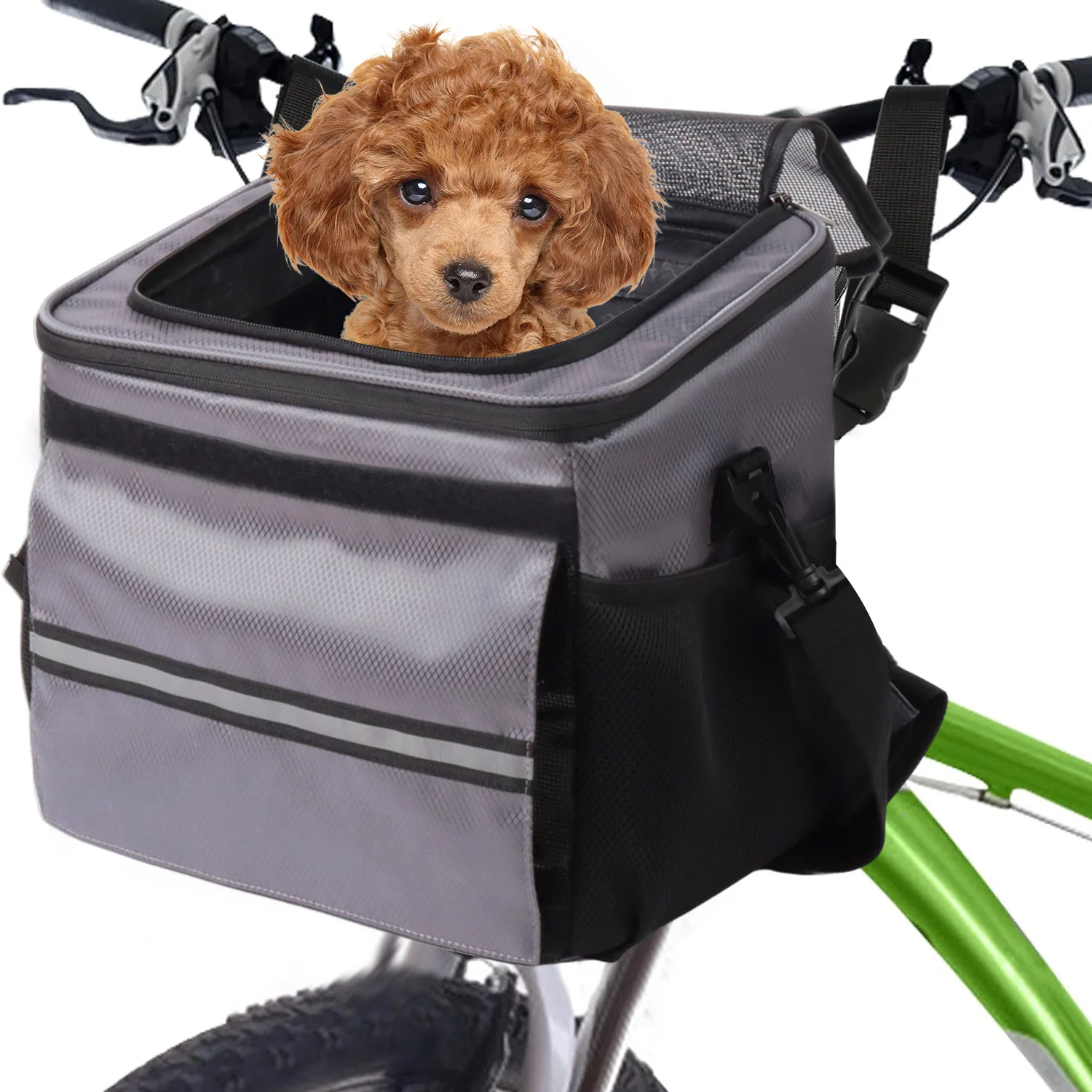 Bolsa de coche para perros y mascotas con marco de bicicleta, bolso plegable para vehículo eléctrico de gran capacidad, productos reflectantes impermeables para mascotas - imagen 3