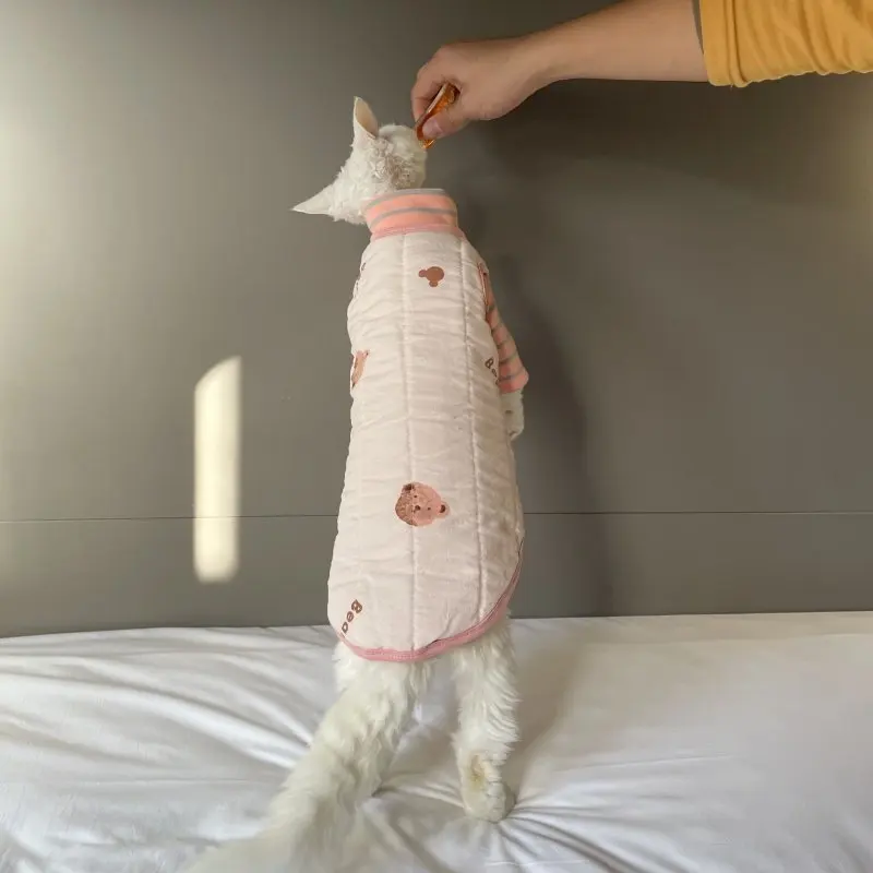 Chaqueta de algodón sin mangas cálida para gatos Sphynx y Devon Rex - imagen 5