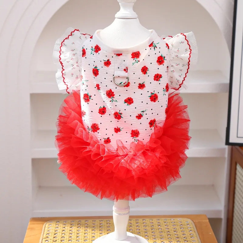 Vestido floral de verano para perro pequeño Chihuahua y York con tutú - imagen 2