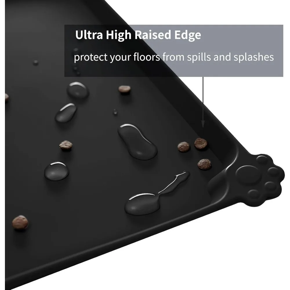 Estera de alimentación impermeable para mascotas con bordes elevados altos, cuenco de agua para perros y gatos con sin BPA, esteras de silicona de calidad alimentaria para perros y gatos - imagen 5