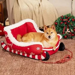 Cama navideña para perros y gatos – Felpa suave lavable y antis
