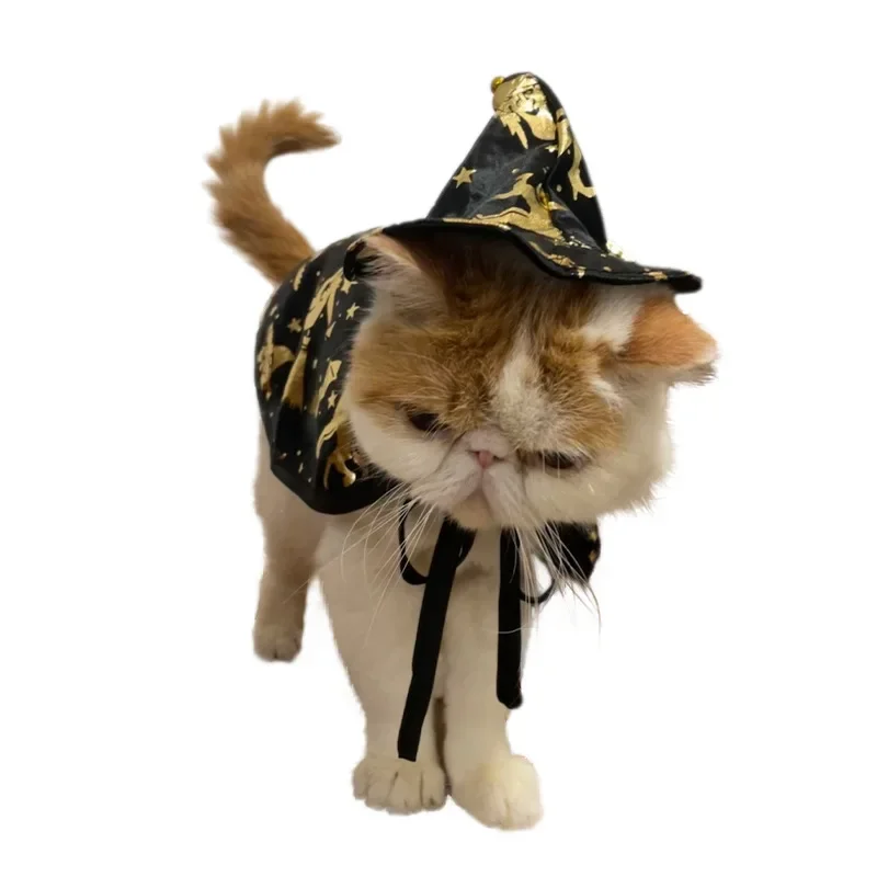 Nueva capa de bruja de Halloween, capa de mago y gato, vestido de vacaciones, disfraz de transformación, productos para mascotas - imagen 2