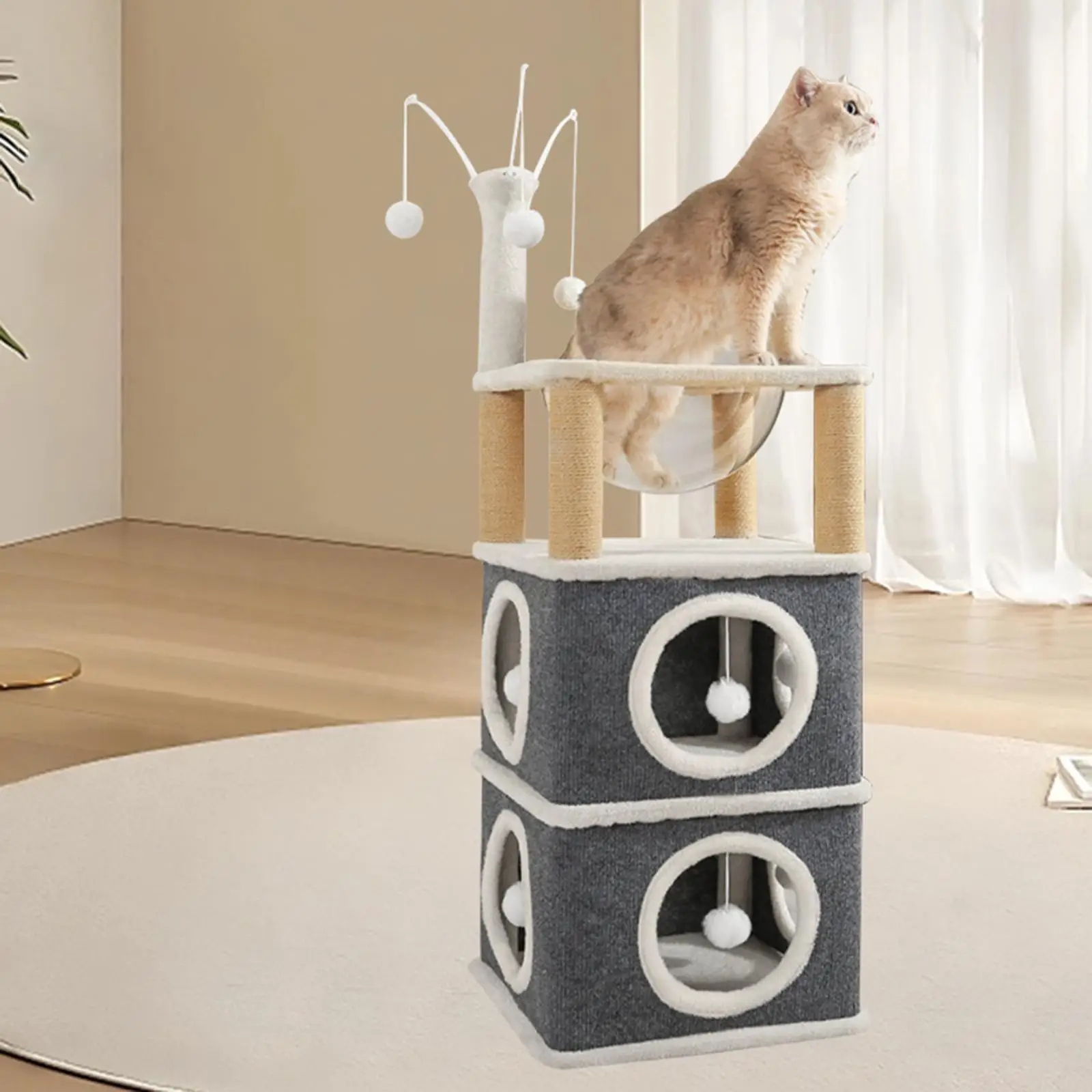 Cat Bed Space Capsule, Cat House, Large Cat Bed, Cave Cat Cube Condos for Multiple Small Pets Cats to Grind Paws Indoor Cats