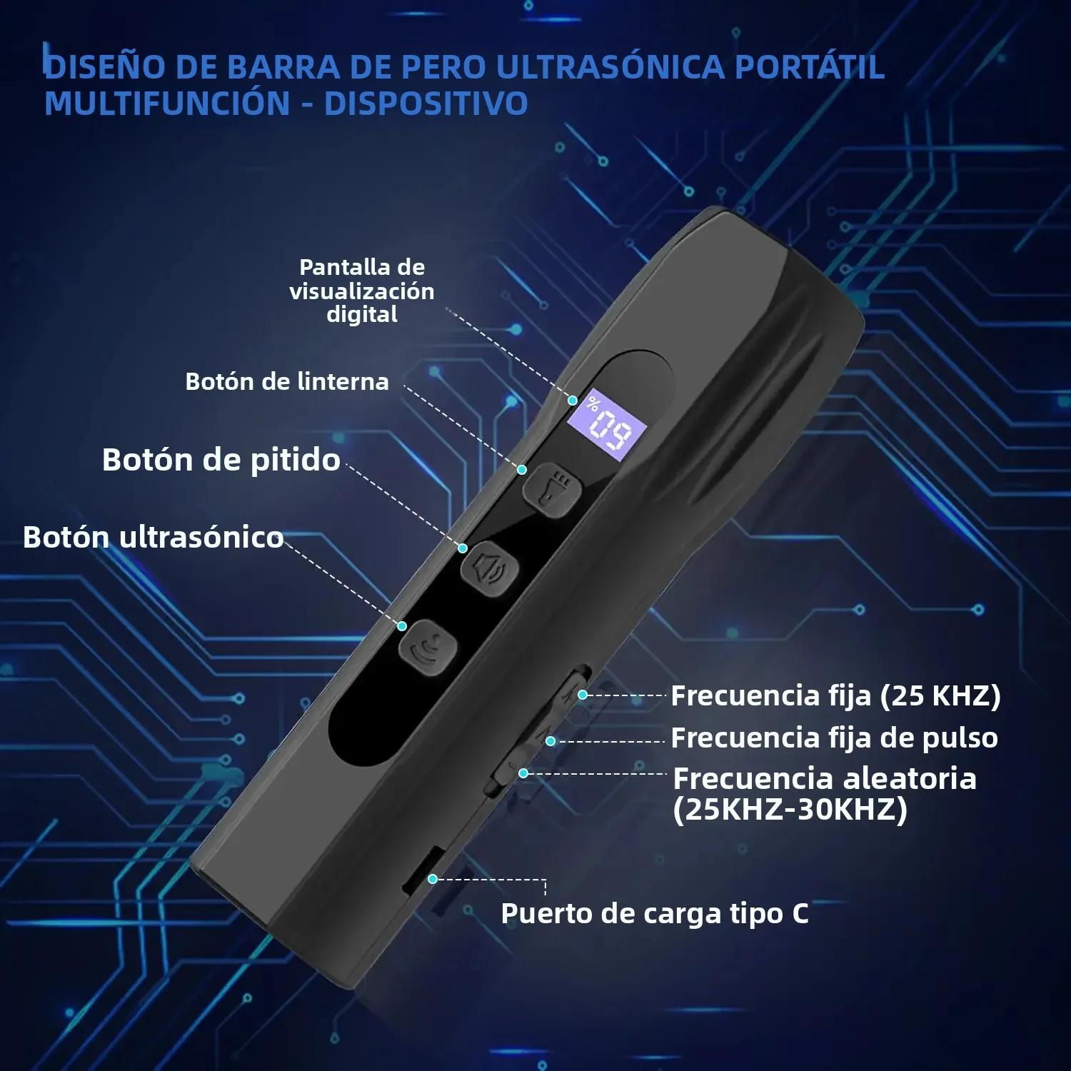 Dispositivo ultrasónico disuasorio de corteza de perro, dispositivos antiladridos para entrenamiento y comportamiento de perros, ayuda para dejar de ladrar y corregir el comportamiento defectuoso - imagen 3