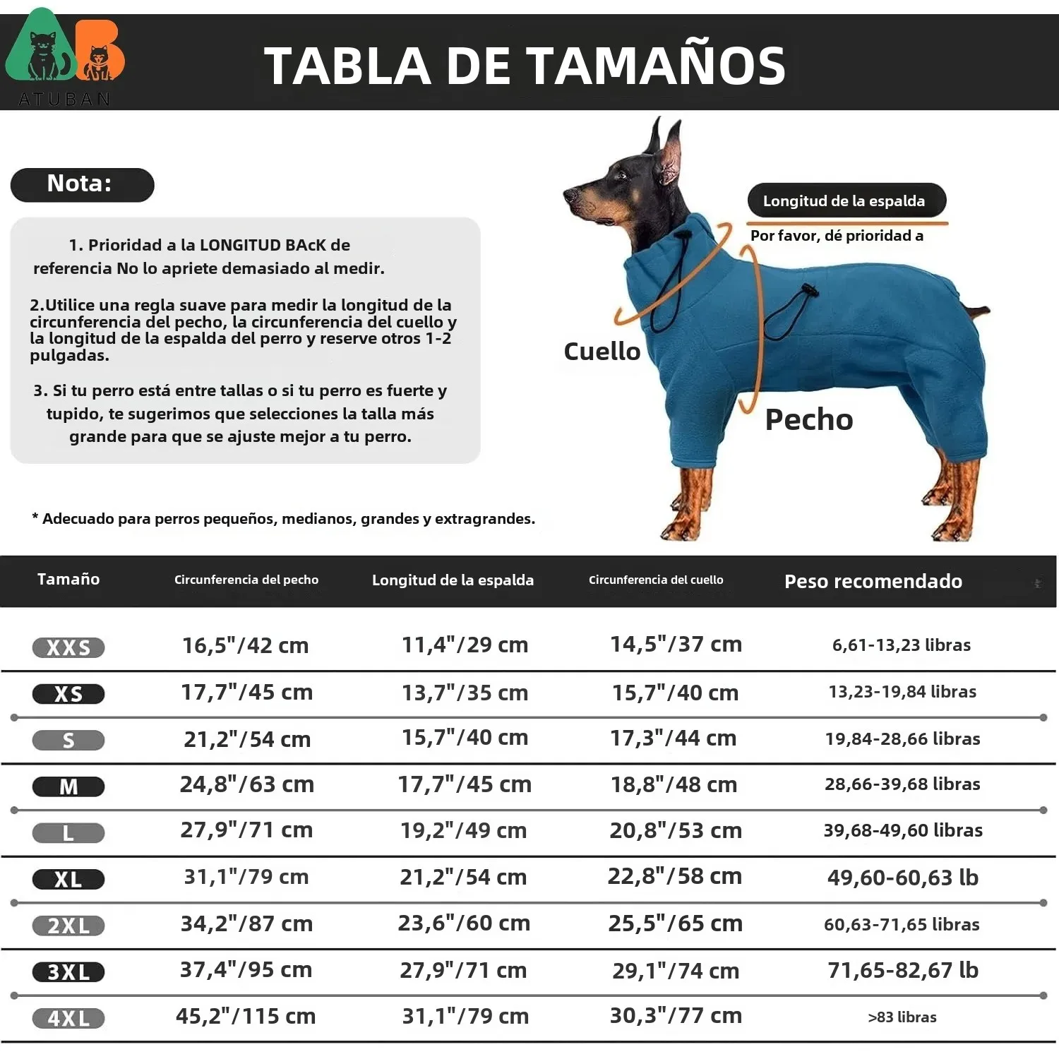 ATUBAN Abrigo de invierno para perros, jersey de lana suave, pijamas, chaqueta cálida a prueba de viento para mascotas, chaleco, mono acogedor, ropa - imagen 2