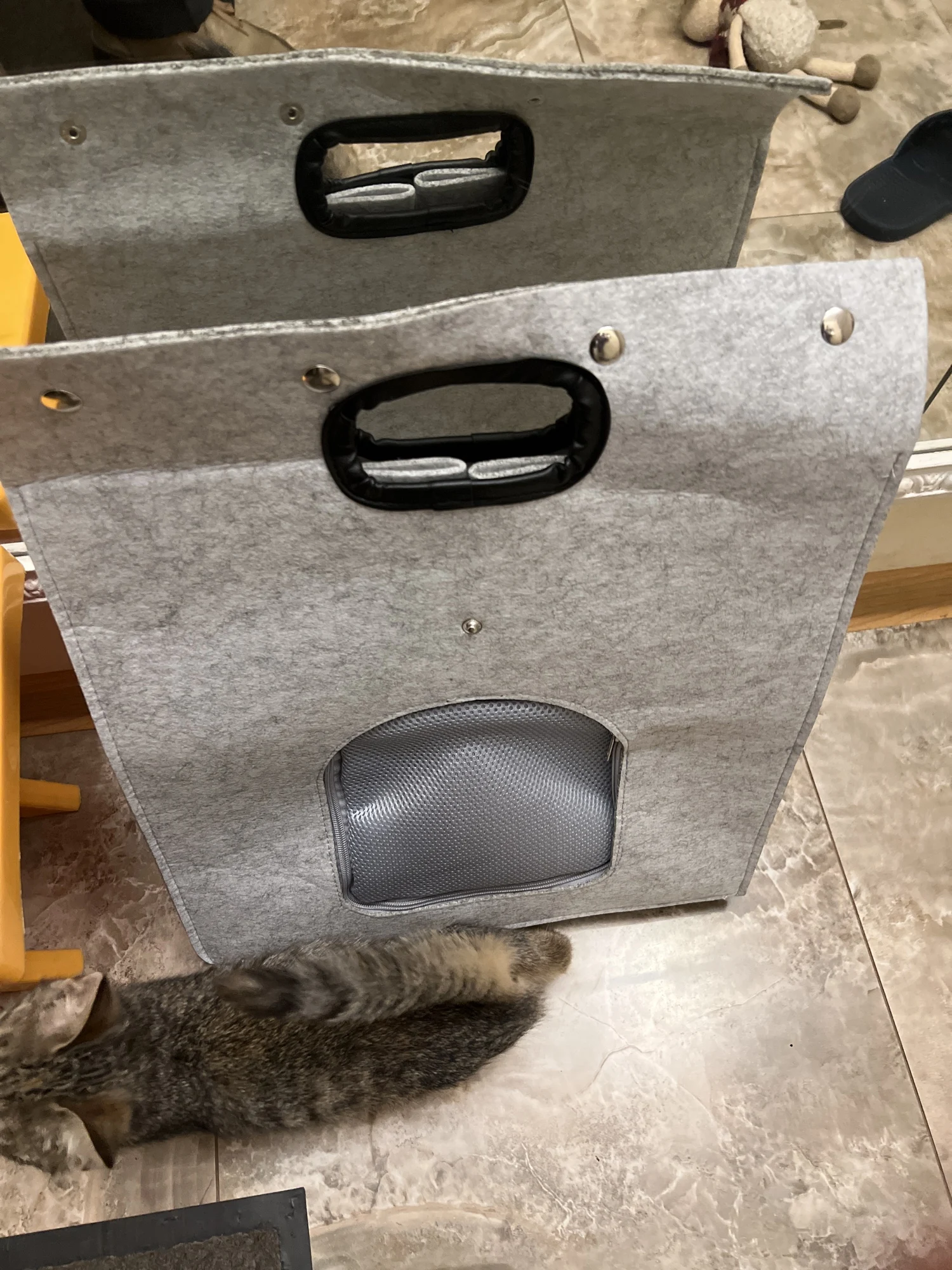 Cama multifuncional para mascotas, cama de fieltro para cachorros y gatos, cama plegable lavable para gatos, nido cálido para gatos, bolsa de transporte portátil para exteriores - imagen 4