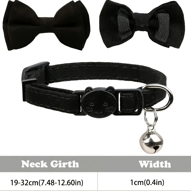 Collar pajarita gato personalizable con etiqueta grabada y campana - imagen 2