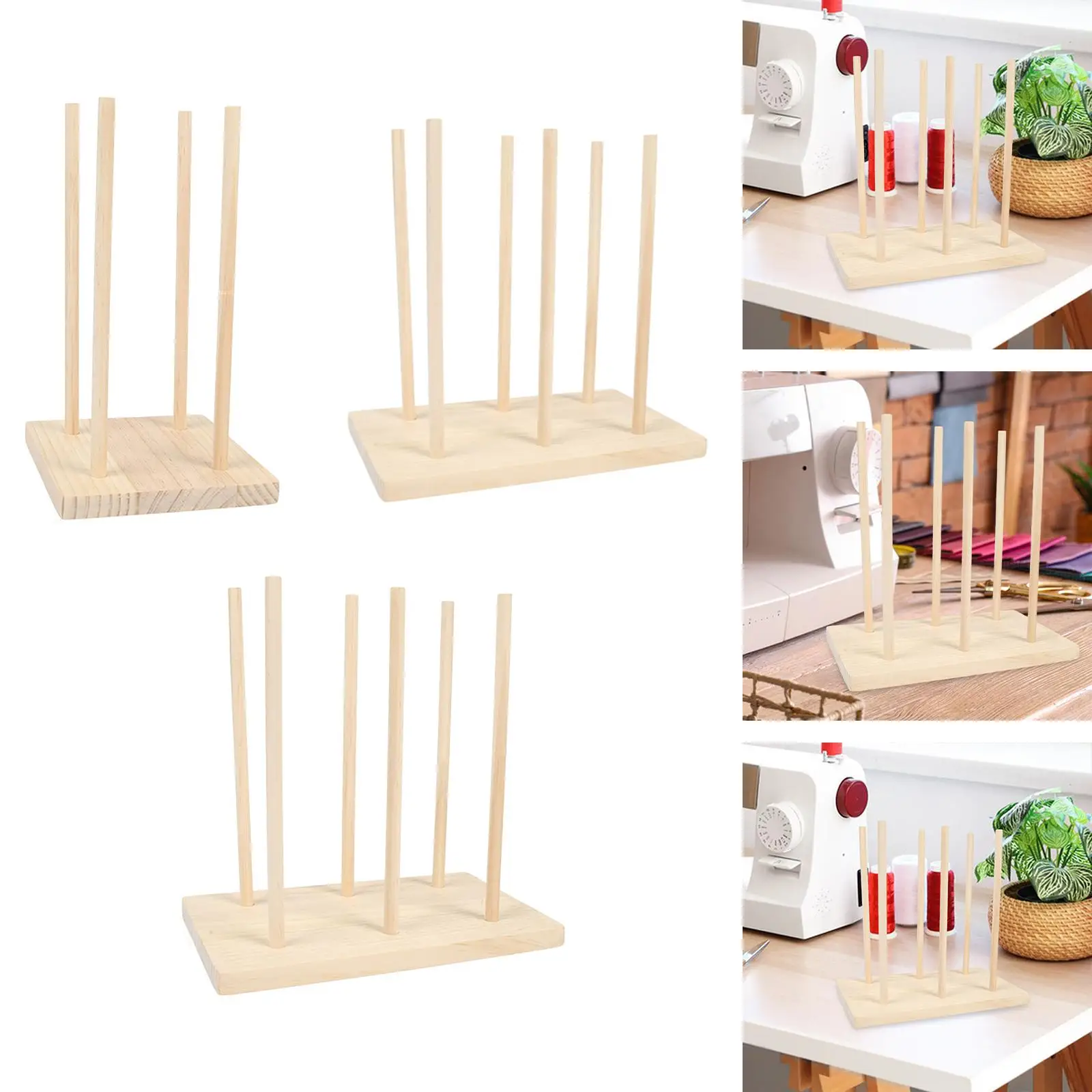 Organizador de cinta de madera, estante de almacenamiento de hilo de gran capacidad, hilos de ganchillo, soporte para cinta de floristería, soporte para carrete, estante para cinta - imagen 4