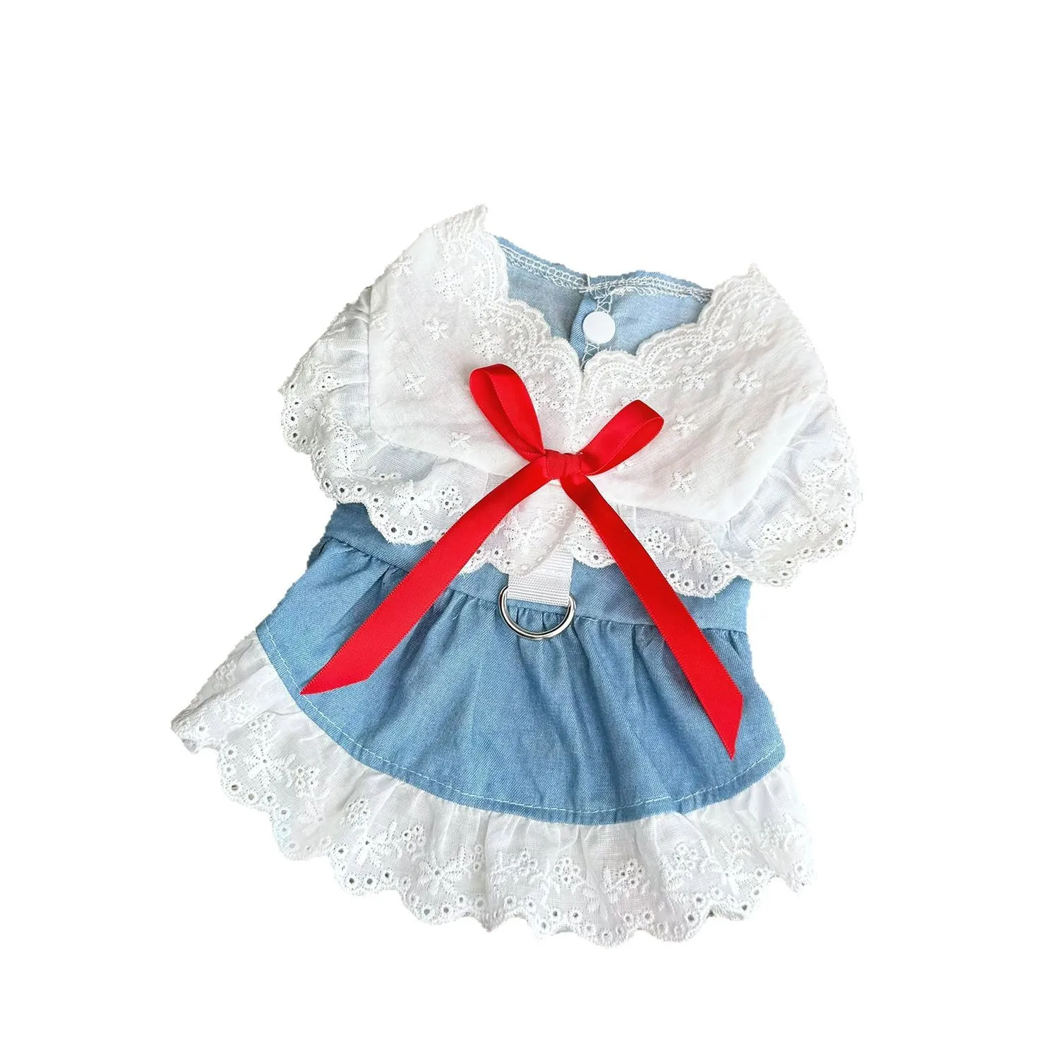 Ropa de primavera para mascotas, vestido de princesa vaquero de encaje, vestidos para perros pequeños y cachorros - imagen 5