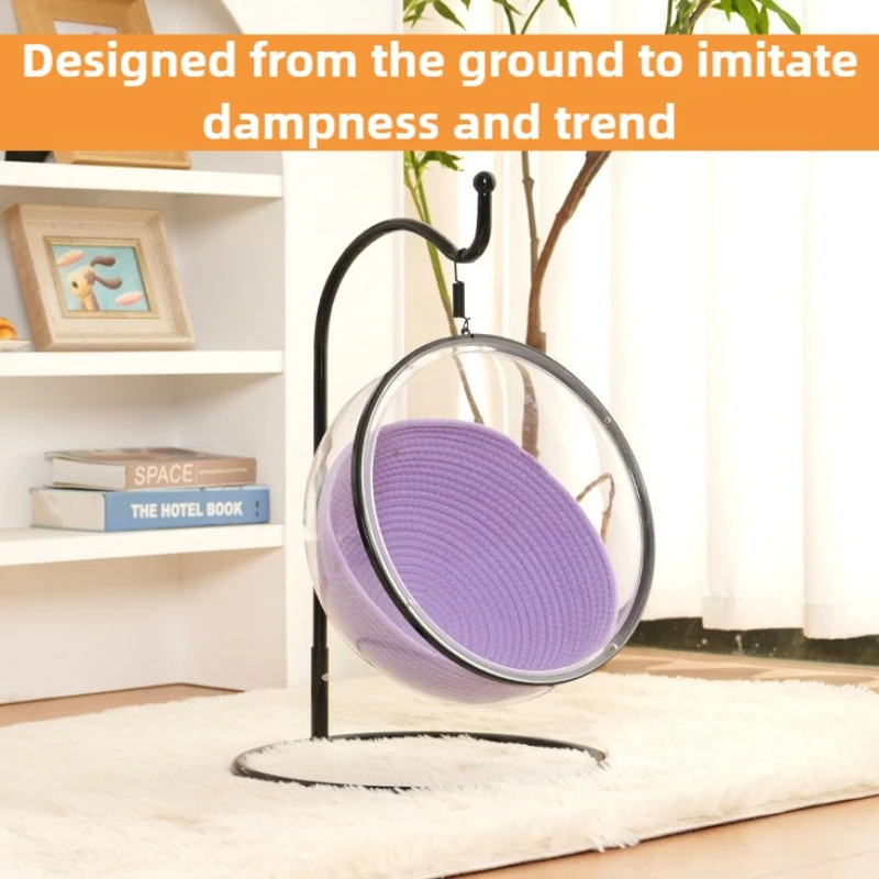 Hamaca colgante para gatos, nido, cabina espacial transparente, columpio, hamaca para gatos, camas, cuna colgante, suministros universales para mascotas para las cuatro estaciones - imagen 3