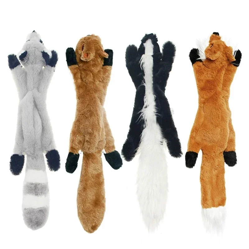 Nuevos lindos juguetes de peluche chirriantes mascota lobo conejo Animal de peluche de juguete perro masticar silbido estridente inflar ardilla juguetes para perros - imagen 4