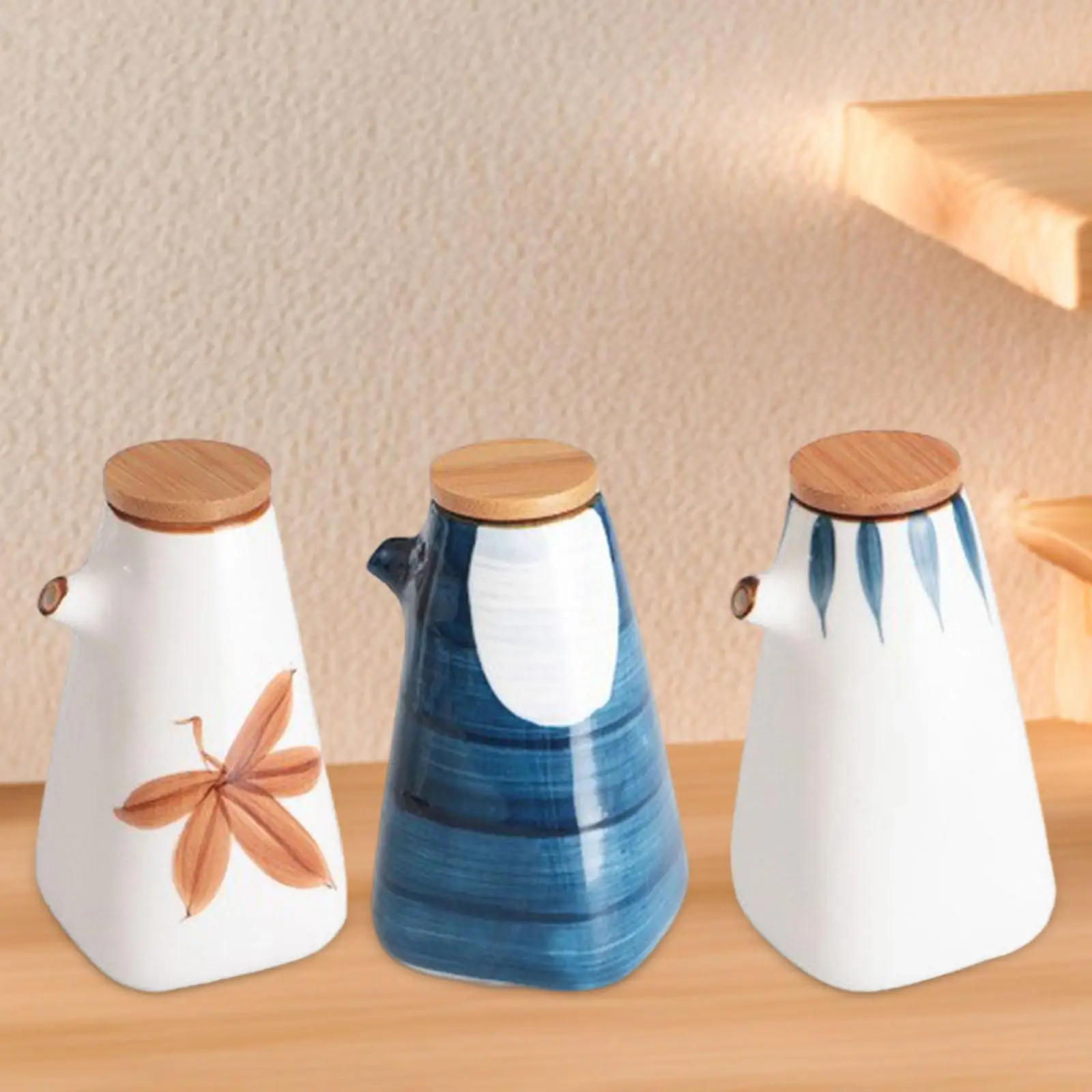 Ceramic Oil Dispenser Bottle 220ml with Lid for Soy Sauce Olive Oil Vinegar
