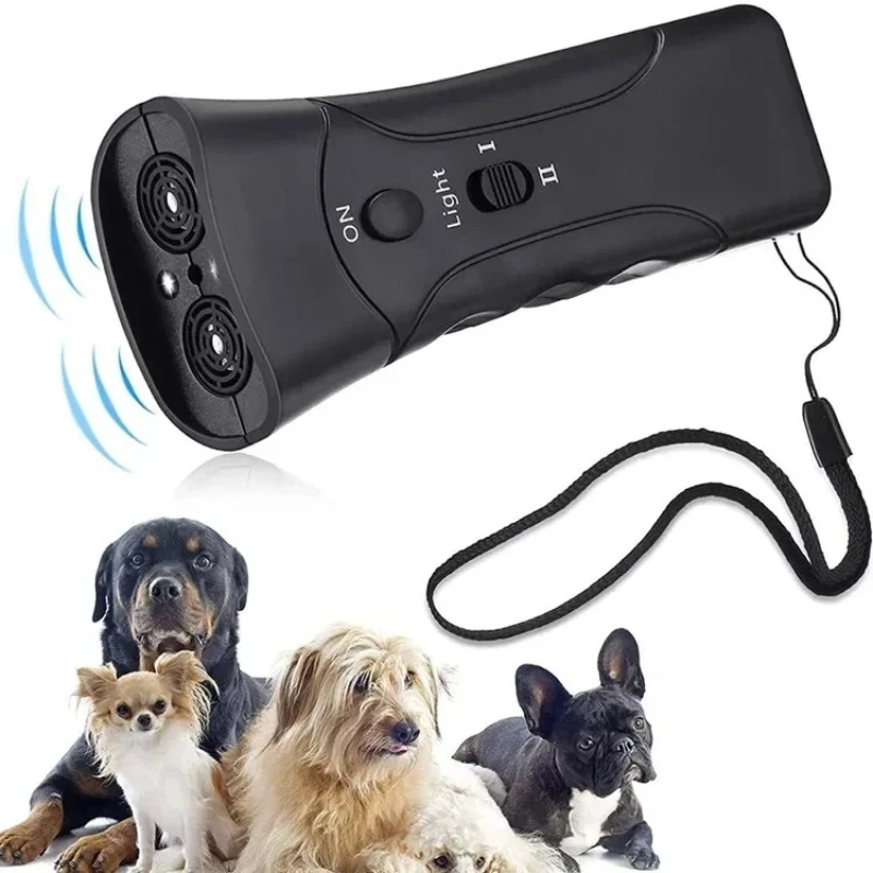 Repelente ultrasónico antiladridos con LED y láser para perros