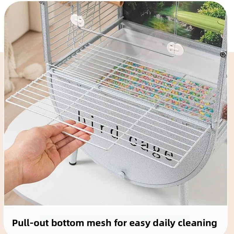 Jaula acrílica de Metal para loros y pájaros grandes, fácil de limpiar, para observación de aves, Villa ecológica, periquito, loro, canario, parque infantil para cría de mascotas - imagen 5