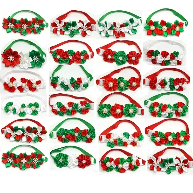 Lazos navideños para perros y gatos – Pack 30 piezas en rojo, verde y blanco - imagen 2