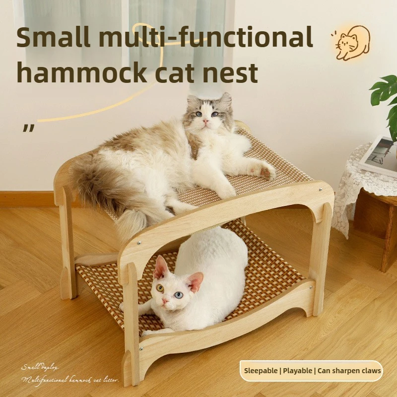 Rascador para gatos con cama integrada de dos pisos en sisal - imagen 2