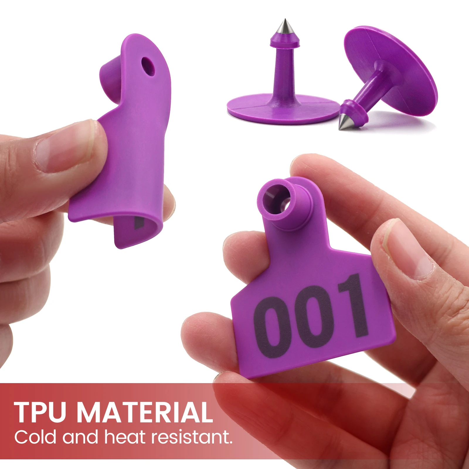 100 Uds. Etiquetas para las orejas de cabra y cerdo de vaca tarjetas con etiquetas para las orejas de animales 001-100 3 colores identificación Digital alimentación de animales de granja - imagen 4