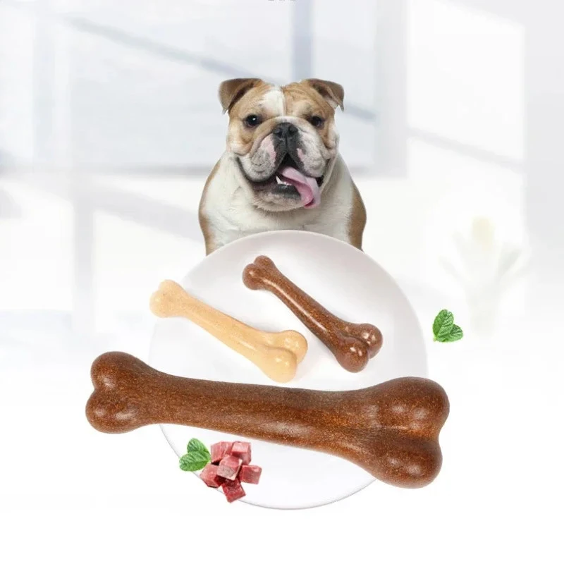 Juguete para masticar hueso de perro, juguete para masticar con sabor a carne natural para perros, cuidado dental y juguete molar antimordida, hueso de entrenamiento interactivo