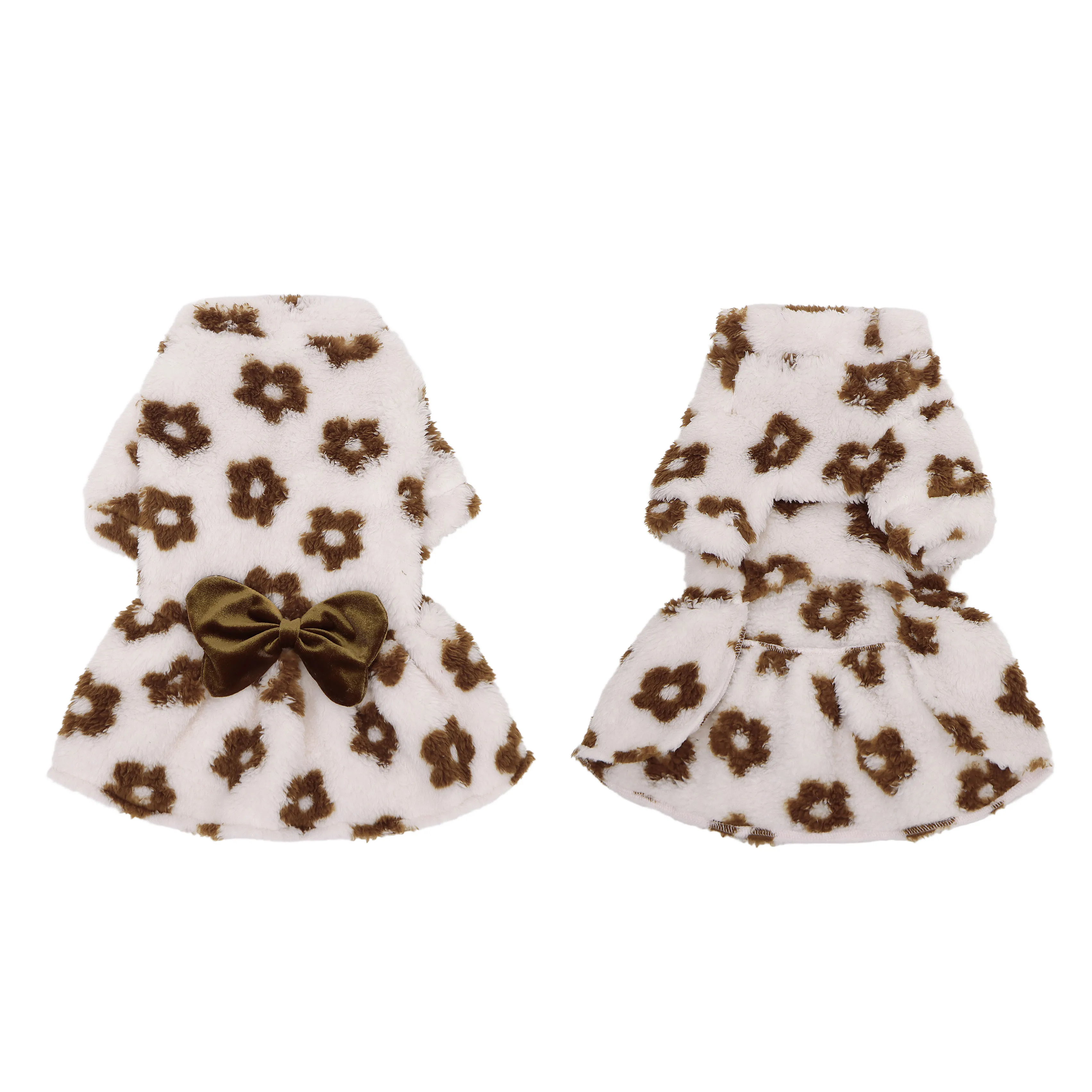 Vestido floral con forro polar para perros y gatos pequeños