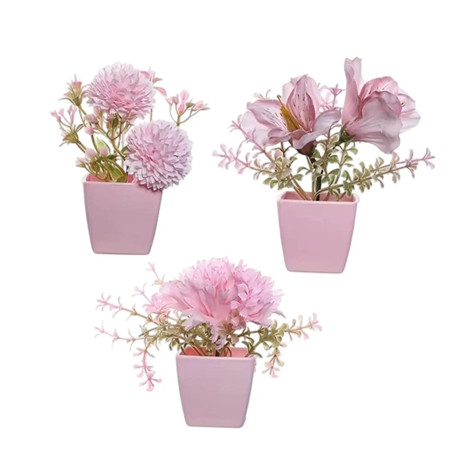 3 uds flores falsas en maceta accesorios para fotos plantas falsas flores artificiales decoración de escritorio para mesa casa estantería sala de estar - imagen 2