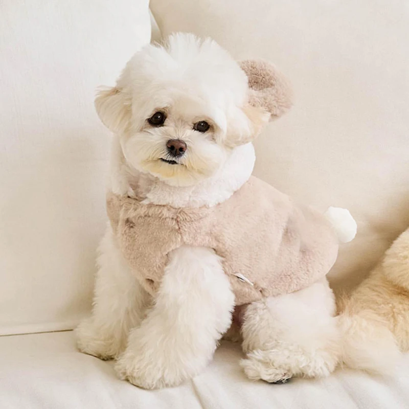 Ropa suave de felpa para perros, sudaderas con capucha cálidas de invierno para perros pequeños y medianos, abrigo bonito y cómodo para cachorros, accesorios para perros - imagen 5