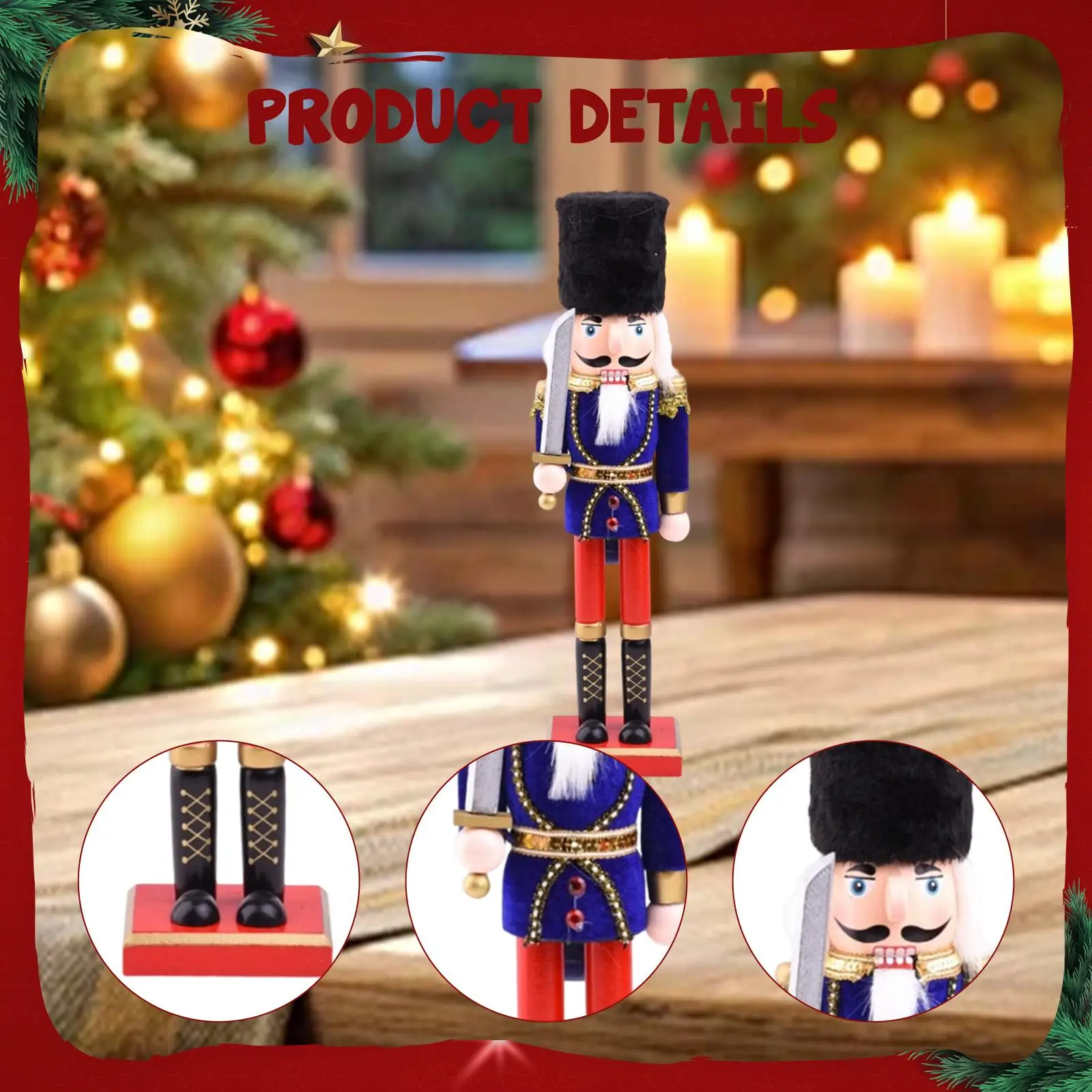 Nutcracker Statue Wood Ornament Large Christmas Figurine Decorative Sculpture for Living Room and Office Nutcracker Statue Wood Ornament Large Christmas Figurine Decorative Sculpture for Living Room and Office