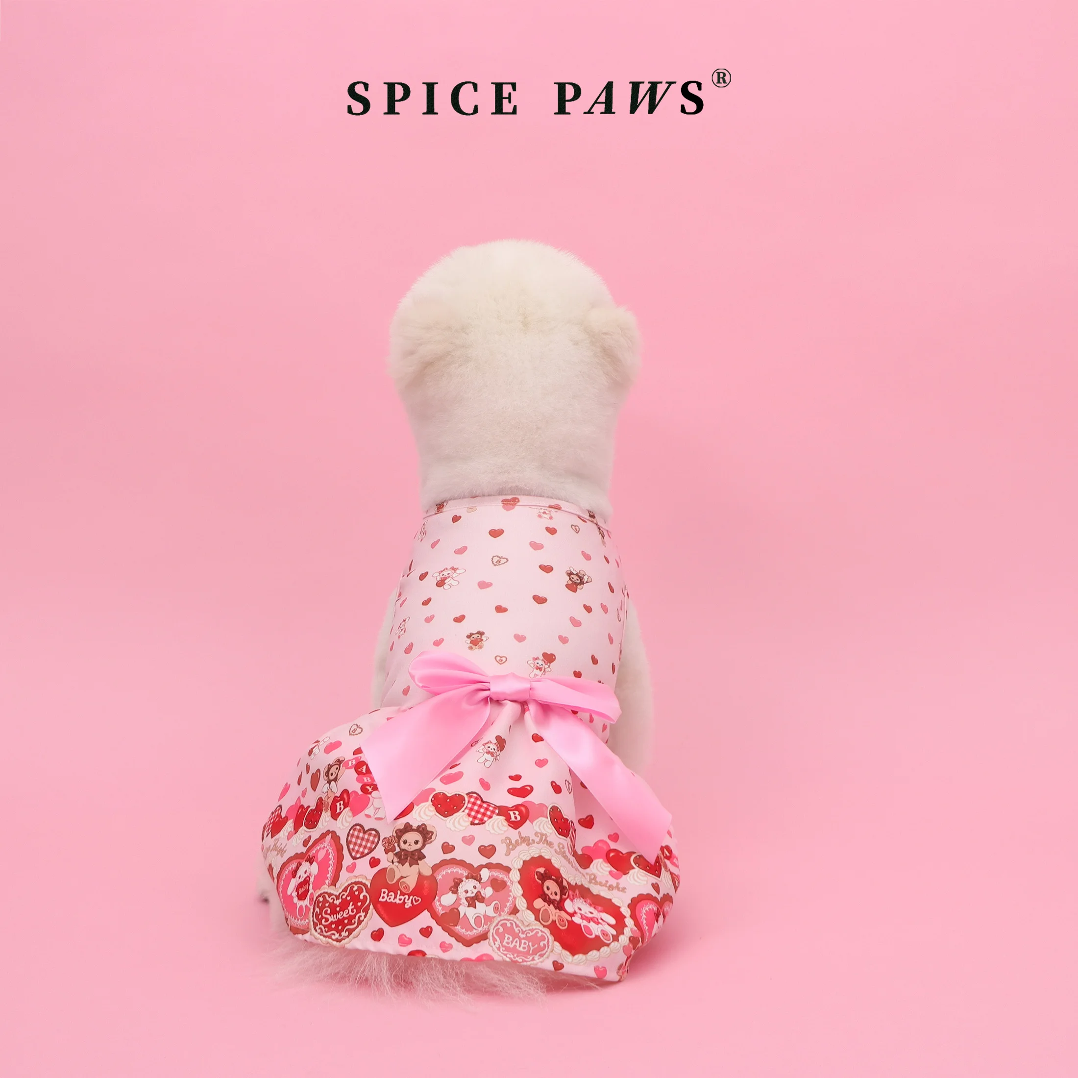 Vestido para perros con corazón rosa y moño suave – San Valentín - imagen 2