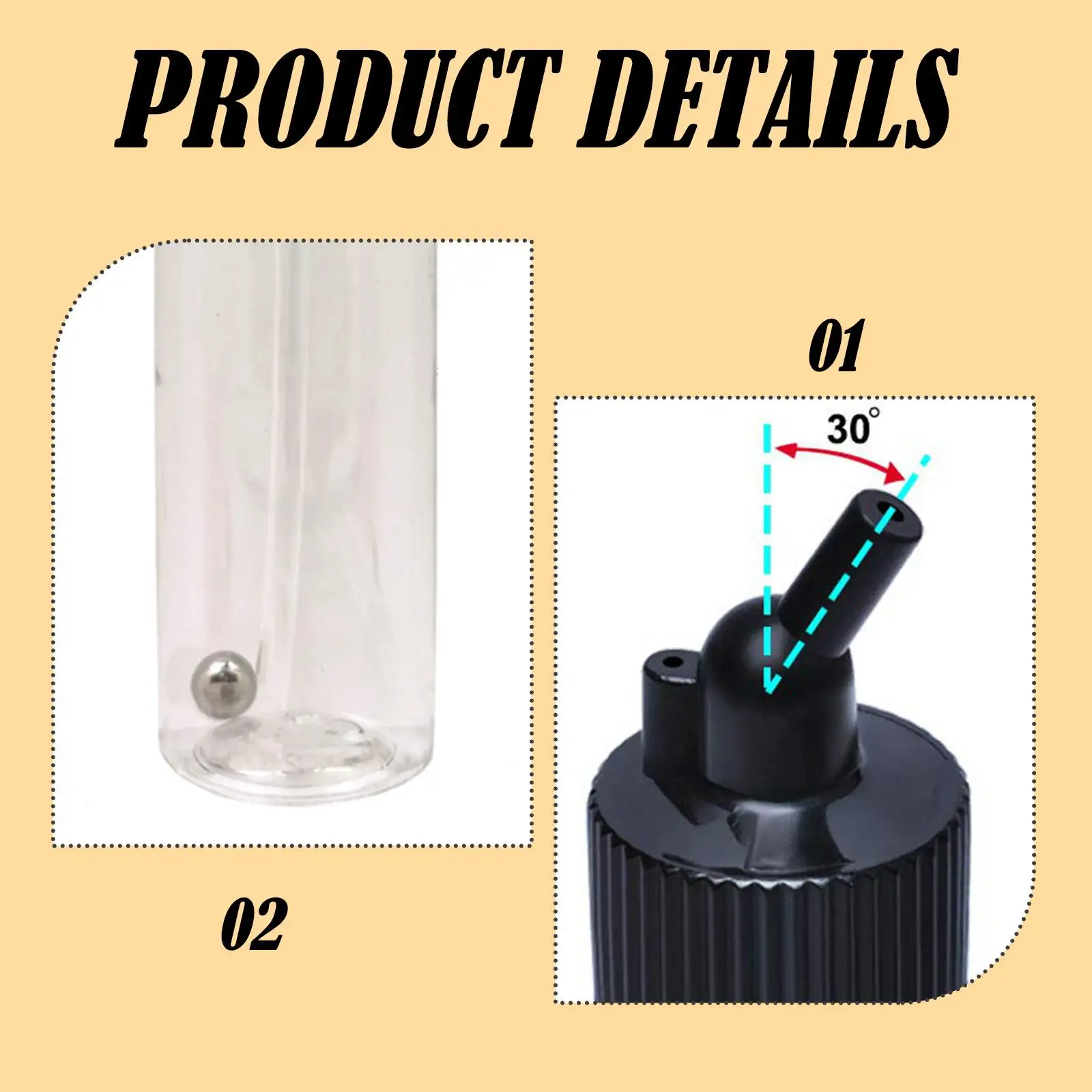 10 Uds. Accesorios para botellas de pintura de aerógrafo con 30 °   Botellas de tarro de PP profesionales en ángulo con contenedor transparente de bolas de mezcla - imagen 5