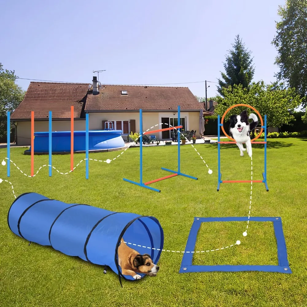 Set de agilidad para perros en jardín con obstáculos portátiles - imagen 2