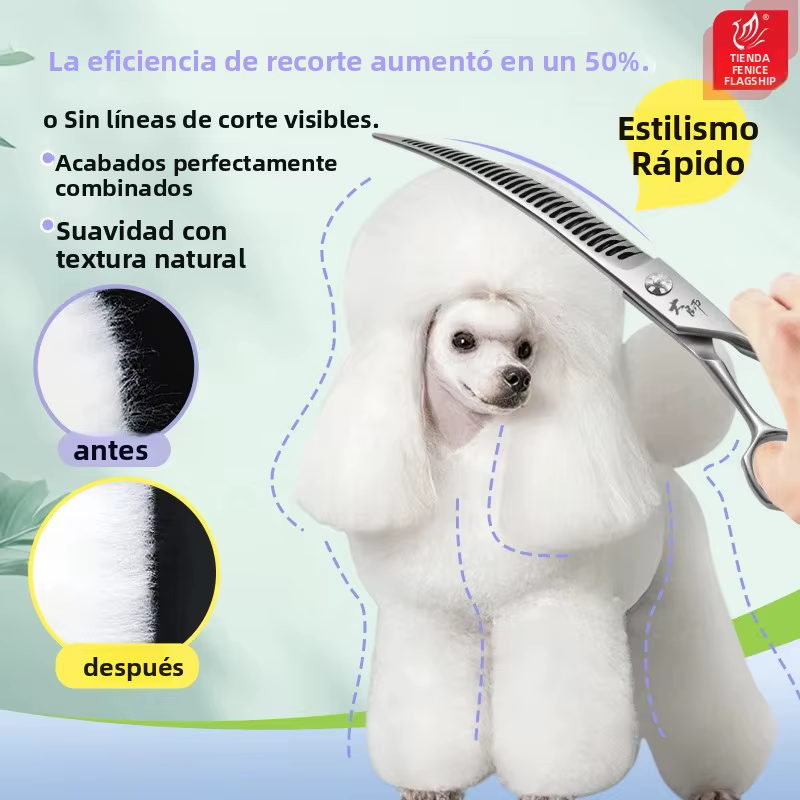 Tijeras curvas de entresacar para perros – Peluquería canina - imagen 4