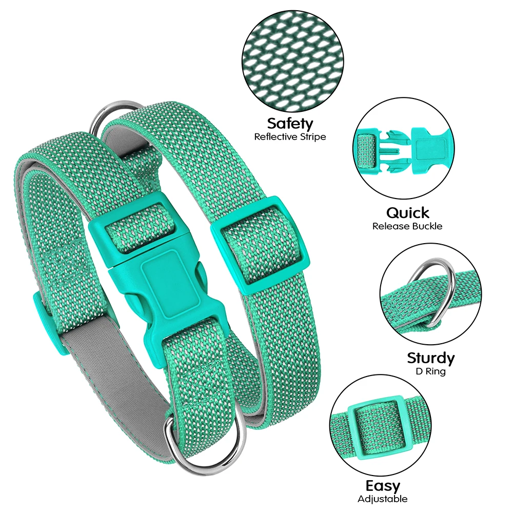 Collar reflectante de nailon para mascotas, Collar de seguridad duradero para cachorros, collares ajustables para perros pequeños y grandes, Pug por la noche - imagen 3