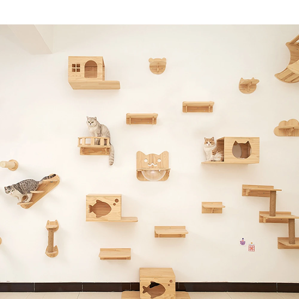 Estante flotante para gatos - Mueble de pared moderno con cama - imagen 2
