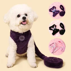 Bejirog-arnés para perros pequeños y cálidos para invierno, conjunto de correa, decoración de mariposas, arnés mediano para gatos, accesorios suaves y bonitos para correa para perros