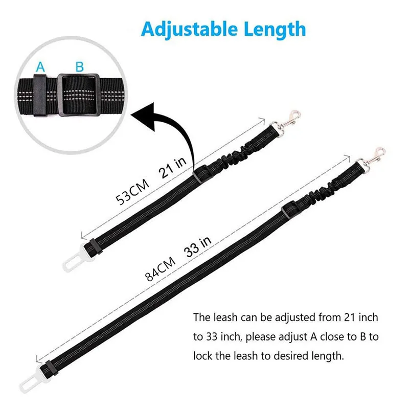 Cinturón de seguridad ajustable para coche para perros, correa de seguridad elástica retráctil con absorción de impactos, arnés de seguridad para coche para mascotas para perros - imagen 4