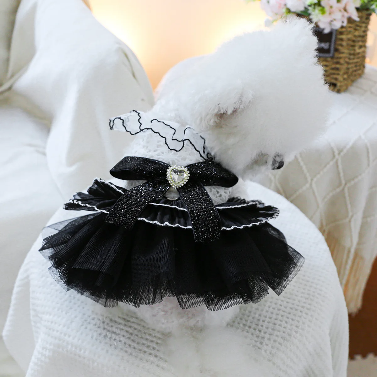 Falda abombada de malla para mascotas, vestido de boda suave y bonito a la moda para perros y gatos, vestidos para perros pequeños, ropa para cachorros - imagen 5
